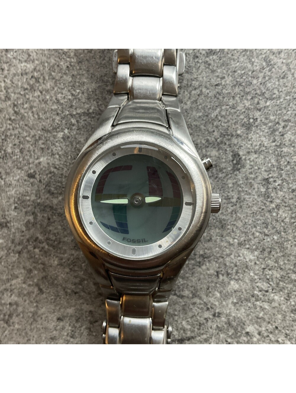 Fossil Big Tic Stainless Steel Watch Rainbow Dial 34mm JR-8091 Retro Watch B-J